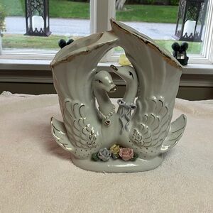 Elegant Swan Vase with Gold Accents